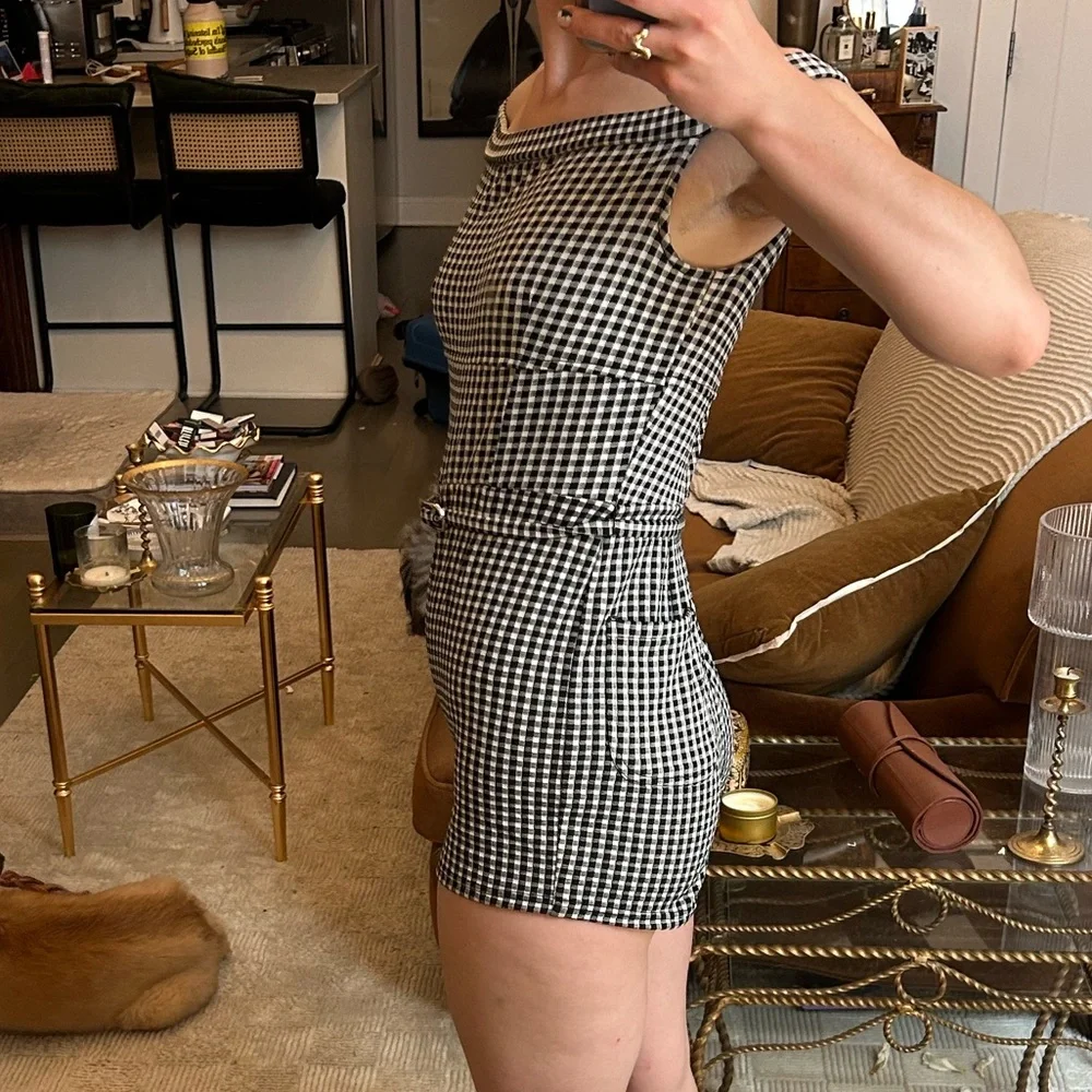 Maeve by Anthropologie black checkered romper - Picture 3 of 5